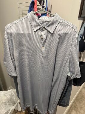 Mizzen+Main Blue Micro-Check Polo